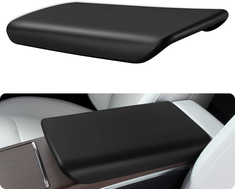 Basenor Tesla Model S Model X Center Console Cover Non-Slip TPE Armrest Cover [No Logo] Protector Armrest [Proprietary Design] 2021-2026 Tesla Interior Accessories Black - Image 1